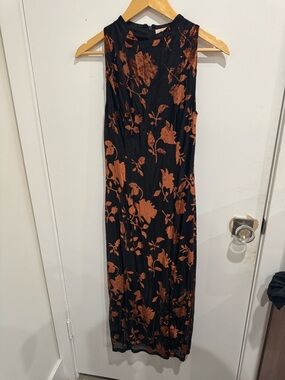 Hutch Black Dress with Rust Floral Accents